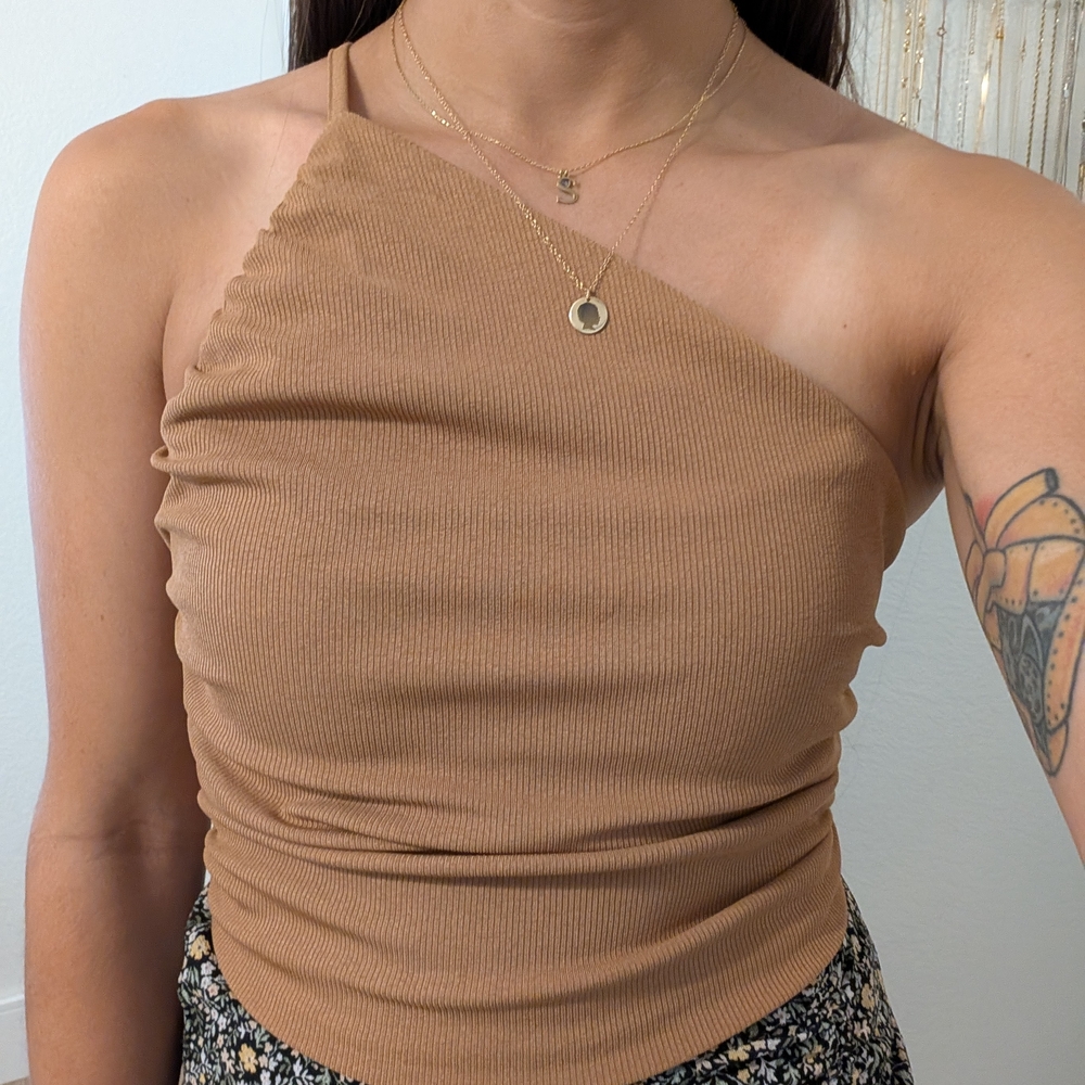 Cotton On Tan Asymmetrical Fitted Tank Top